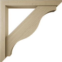 Ekena Millwork - BKTUR0352X30X30FST06RCPR - Timberthane Faux Wood Funston Style Bracket w/ Offset Brace, Slat Ends, 3 1/2"W x 30"D x 30"H, Primed Tan