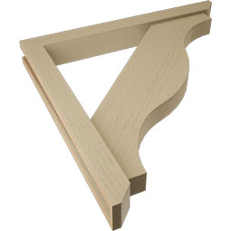 Ekena Millwork - BKTUR0352X30X30FST06RCPR - Timberthane Faux Wood Funston Style Bracket w/ Offset Brace, Slat Ends, 3 1/2"W x 30"D x 30"H, Primed Tan