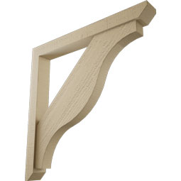 Ekena Millwork - BKTUR0352X30X30FST06RCPR - Timberthane Faux Wood Funston Style Bracket w/ Offset Brace, Slat Ends, 3 1/2"W x 30"D x 30"H, Primed Tan