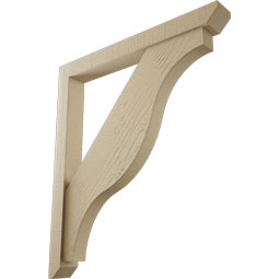 Ekena Millwork - BKTUR0352X30X34FST06RCPR - Timberthane Faux Wood Funston Style Bracket w/ Offset Brace, Slat Ends, 3 1/2"W x 30"D x 34"H, Primed Tan