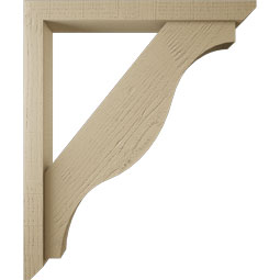 Ekena Millwork - BKTUR0352X30X36FST06RCPR - Timberthane Faux Wood Funston Style Bracket w/ Offset Brace, Slat Ends, 3 1/2"W x 30"D x 36"H, Primed Tan