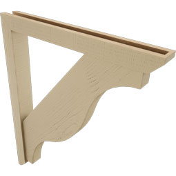Ekena Millwork - BKTUR0352X30X36FST06RCPR - Timberthane Faux Wood Funston Style Bracket w/ Offset Brace, Slat Ends, 3 1/2"W x 30"D x 36"H, Primed Tan