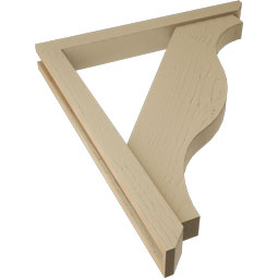 Ekena Millwork - BKTUR0352X30X36FST06RCPR - Timberthane Faux Wood Funston Style Bracket w/ Offset Brace, Slat Ends, 3 1/2"W x 30"D x 36"H, Primed Tan