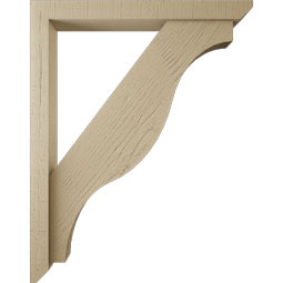 Ekena Millwork - BKTUR0352X30X38FST06RCPR - Timberthane Faux Wood Funston Style Bracket w/ Offset Brace, Slat Ends, 3 1/2"W x 30"D x 38"H, Primed Tan