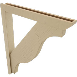 Ekena Millwork - BKTUR0352X30X38FST06RCPR - Timberthane Faux Wood Funston Style Bracket w/ Offset Brace, Slat Ends, 3 1/2"W x 30"D x 38"H, Primed Tan