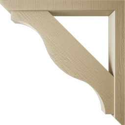 Ekena Millwork - BKTUR0352X32X32FST06RCPR - Timberthane Faux Wood Funston Style Bracket w/ Offset Brace, Slat Ends, 3 1/2"W x 32"D x 32"H, Primed Tan