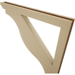 Ekena Millwork - BKTUR0352X32X32FST06RCPR - Timberthane Faux Wood Funston Style Bracket w/ Offset Brace, Slat Ends, 3 1/2"W x 32"D x 32"H, Primed Tan