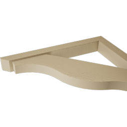 Ekena Millwork - BKTUR0352X32X32FST06RCPR - Timberthane Faux Wood Funston Style Bracket w/ Offset Brace, Slat Ends, 3 1/2"W x 32"D x 32"H, Primed Tan