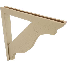 Ekena Millwork - BKTUR0352X32X36FST06RCPR - Timberthane Faux Wood Funston Style Bracket w/ Offset Brace, Slat Ends, 3 1/2"W x 32"D x 36"H, Primed Tan