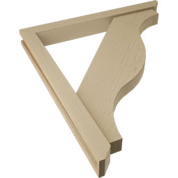 Ekena Millwork - BKTUR0352X32X36FST06RCPR - Timberthane Faux Wood Funston Style Bracket w/ Offset Brace, Slat Ends, 3 1/2"W x 32"D x 36"H, Primed Tan