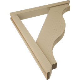Ekena Millwork - BKTUR0352X32X38FST06RCPR - Timberthane Faux Wood Funston Style Bracket w/ Offset Brace, Slat Ends, 3 1/2"W x 32"D x 38"H, Primed Tan