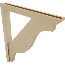 Ekena Millwork - BKTUR0352X32X40FST06RCPR - Timberthane Faux Wood Funston Style Bracket w/ Offset Brace, Slat Ends, 3 1/2"W x 32"D x 40"H, Primed Tan