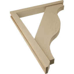 Ekena Millwork - BKTUR0352X32X40FST06RCPR - Timberthane Faux Wood Funston Style Bracket w/ Offset Brace, Slat Ends, 3 1/2"W x 32"D x 40"H, Primed Tan