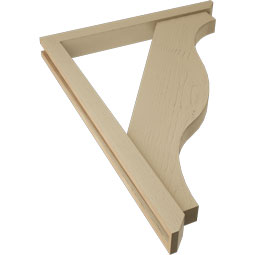 Ekena Millwork - BKTUR0352X32X44FST06RCPR - Timberthane Faux Wood Funston Style Bracket w/ Offset Brace, Slat Ends, 3 1/2"W x 32"D x 44"H, Primed Tan