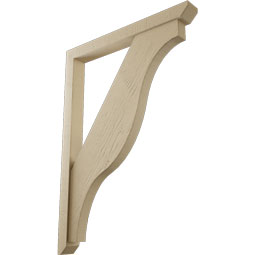 Ekena Millwork - BKTUR0352X32X44FST06RCPR - Timberthane Faux Wood Funston Style Bracket w/ Offset Brace, Slat Ends, 3 1/2"W x 32"D x 44"H, Primed Tan
