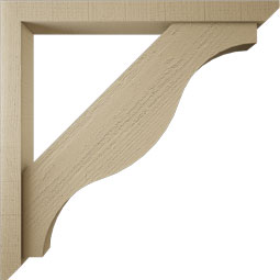 Ekena Millwork - BKTUR0352X34X34FST06RCPR - Timberthane Faux Wood Funston Style Bracket w/ Offset Brace, Slat Ends, 3 1/2"W x 34"D x 34"H, Primed Tan