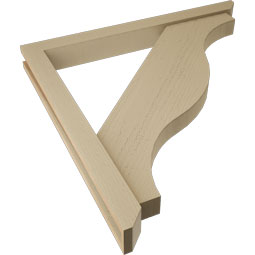 Ekena Millwork - BKTUR0352X34X34FST06RCPR - Timberthane Faux Wood Funston Style Bracket w/ Offset Brace, Slat Ends, 3 1/2"W x 34"D x 34"H, Primed Tan
