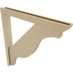 Ekena Millwork - BKTUR0352X34X38FST06RCPR - Timberthane Faux Wood Funston Style Bracket w/ Offset Brace, Slat Ends, 3 1/2"W x 34"D x 38"H, Primed Tan