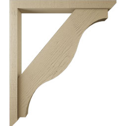 Ekena Millwork - BKTUR0352X34X40FST06RCPR - Timberthane Faux Wood Funston Style Bracket w/ Offset Brace, Slat Ends, 3 1/2"W x 34"D x 40"H, Primed Tan