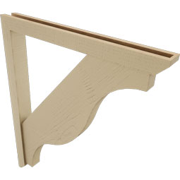 Ekena Millwork - BKTUR0352X34X40FST06RCPR - Timberthane Faux Wood Funston Style Bracket w/ Offset Brace, Slat Ends, 3 1/2"W x 34"D x 40"H, Primed Tan