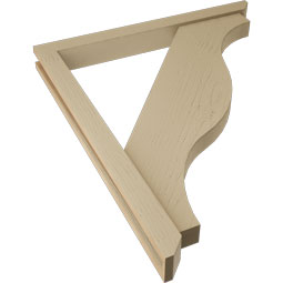 Ekena Millwork - BKTUR0352X34X40FST06RCPR - Timberthane Faux Wood Funston Style Bracket w/ Offset Brace, Slat Ends, 3 1/2"W x 34"D x 40"H, Primed Tan