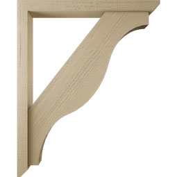 Ekena Millwork - BKTUR0352X34X42FST06RCPR - Timberthane Faux Wood Funston Style Bracket w/ Offset Brace, Slat Ends, 3 1/2"W x 34"D x 42"H, Primed Tan