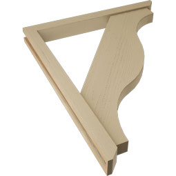 Ekena Millwork - BKTUR0352X34X42FST06RCPR - Timberthane Faux Wood Funston Style Bracket w/ Offset Brace, Slat Ends, 3 1/2"W x 34"D x 42"H, Primed Tan