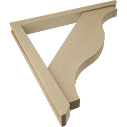 Ekena Millwork - BKTUR0352X36X36FST06RCPR - Timberthane Faux Wood Funston Style Bracket w/ Offset Brace, Slat Ends, 3 1/2"W x 36"D x 36"H, Primed Tan