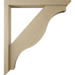Ekena Millwork - BKTUR0352X36X40FST06RCPR - Timberthane Faux Wood Funston Style Bracket w/ Offset Brace, Slat Ends, 3 1/2"W x 36"D x 40"H, Primed Tan