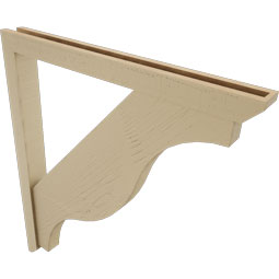Ekena Millwork - BKTUR0352X36X40FST06RCPR - Timberthane Faux Wood Funston Style Bracket w/ Offset Brace, Slat Ends, 3 1/2"W x 36"D x 40"H, Primed Tan