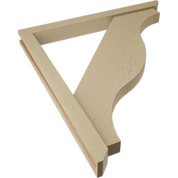 Ekena Millwork - BKTUR0352X36X40FST06RCPR - Timberthane Faux Wood Funston Style Bracket w/ Offset Brace, Slat Ends, 3 1/2"W x 36"D x 40"H, Primed Tan