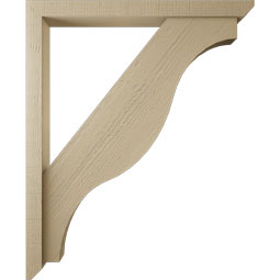 Ekena Millwork - BKTUR0352X36X44FST06RCPR - Timberthane Faux Wood Funston Style Bracket w/ Offset Brace, Slat Ends, 3 1/2"W x 36"D x 44"H, Primed Tan