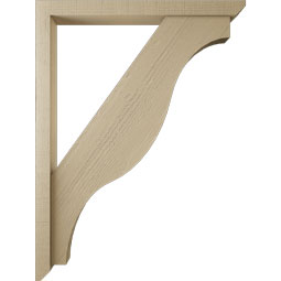 Ekena Millwork - BKTUR0352X36X48FST06RCPR - Timberthane Faux Wood Funston Style Bracket w/ Offset Brace, Slat Ends, 3 1/2"W x 36"D x 48"H, Primed Tan