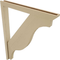 Ekena Millwork - BKTUR0352X36X48FST06RCPR - Timberthane Faux Wood Funston Style Bracket w/ Offset Brace, Slat Ends, 3 1/2"W x 36"D x 48"H, Primed Tan