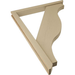 Ekena Millwork - BKTUR0352X36X48FST06RCPR - Timberthane Faux Wood Funston Style Bracket w/ Offset Brace, Slat Ends, 3 1/2"W x 36"D x 48"H, Primed Tan