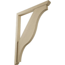 Ekena Millwork - BKTUR0352X36X48FST06RCPR - Timberthane Faux Wood Funston Style Bracket w/ Offset Brace, Slat Ends, 3 1/2"W x 36"D x 48"H, Primed Tan