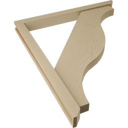 Ekena Millwork - BKTUR0352X38X44FST06RCPR - Timberthane Faux Wood Funston Style Bracket w/ Offset Brace, Slat Ends, 3 1/2"W x 38"D x 44"H, Primed Tan