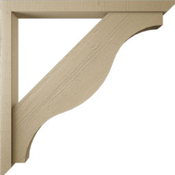 Ekena Millwork - BKTUR0352X40X40FST06RCPR - Timberthane Faux Wood Funston Style Bracket w/ Offset Brace, Slat Ends, 3 1/2"W x 40"D x 40"H, Primed Tan