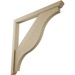 Ekena Millwork - BKTUR0352X40X40FST06RCPR - Timberthane Faux Wood Funston Style Bracket w/ Offset Brace, Slat Ends, 3 1/2"W x 40"D x 40"H, Primed Tan