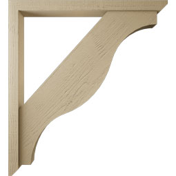 Ekena Millwork - BKTUR0352X40X44FST06RCPR - Timberthane Faux Wood Funston Style Bracket w/ Offset Brace, Slat Ends, 3 1/2"W x 40"D x 44"H, Primed Tan