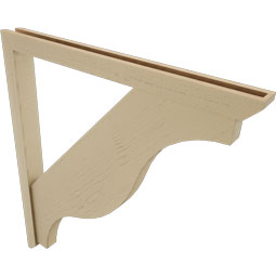 Ekena Millwork - BKTUR0352X40X44FST06RCPR - Timberthane Faux Wood Funston Style Bracket w/ Offset Brace, Slat Ends, 3 1/2"W x 40"D x 44"H, Primed Tan