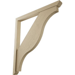 Ekena Millwork - BKTUR0352X40X44FST06RCPR - Timberthane Faux Wood Funston Style Bracket w/ Offset Brace, Slat Ends, 3 1/2"W x 40"D x 44"H, Primed Tan