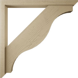 Ekena Millwork - BKTUR0352X42X42FST06RCPR - Timberthane Faux Wood Funston Style Bracket w/ Offset Brace, Slat Ends, 3 1/2"W x 42"D x 42"H, Primed Tan