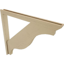 Ekena Millwork - BKTUR0352X42X42FST06RCPR - Timberthane Faux Wood Funston Style Bracket w/ Offset Brace, Slat Ends, 3 1/2"W x 42"D x 42"H, Primed Tan