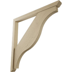 Ekena Millwork - BKTUR0352X42X42FST06RCPR - Timberthane Faux Wood Funston Style Bracket w/ Offset Brace, Slat Ends, 3 1/2"W x 42"D x 42"H, Primed Tan