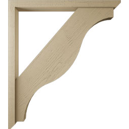 Ekena Millwork - BKTUR0352X42X48FST06RCPR - Timberthane Faux Wood Funston Style Bracket w/ Offset Brace, Slat Ends, 3 1/2"W x 42"D x 48"H, Primed Tan