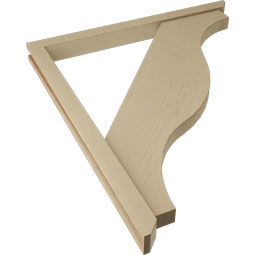 Ekena Millwork - BKTUR0352X42X48FST06RCPR - Timberthane Faux Wood Funston Style Bracket w/ Offset Brace, Slat Ends, 3 1/2"W x 42"D x 48"H, Primed Tan