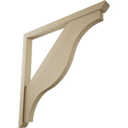 Ekena Millwork - BKTUR0352X44X44FST06RCPR - Timberthane Faux Wood Funston Style Bracket w/ Offset Brace, Slat Ends, 3 1/2"W x 44"D x 44"H, Primed Tan