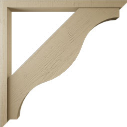 Ekena Millwork - BKTUR0352X46X46FST06RCPR - Timberthane Faux Wood Funston Style Bracket w/ Offset Brace, Slat Ends, 3 1/2"W x 46"D x 46"H, Primed Tan