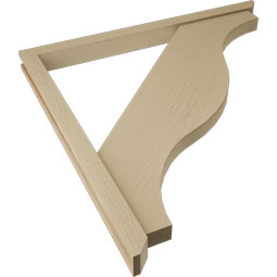 Ekena Millwork - BKTUR0352X46X46FST06RCPR - Timberthane Faux Wood Funston Style Bracket w/ Offset Brace, Slat Ends, 3 1/2"W x 46"D x 46"H, Primed Tan